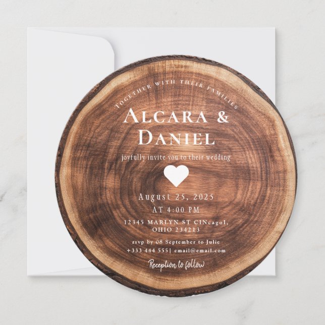 Wedding Wood Cut Unique Custom Invitation (Front)