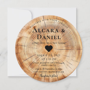 Wedding Wood Cut Unique Custom Invitation