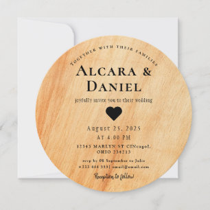 Wedding Wood Cut Unique Custom Invitation