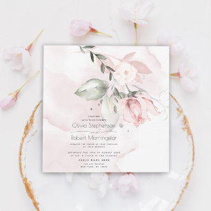 Wedding   Woodland Blush Pink Rose Invitation