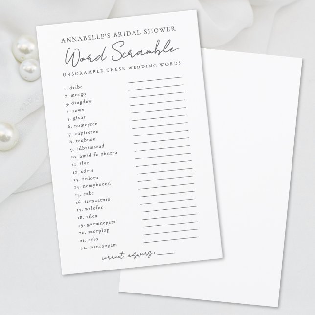 Wedding Word Scramble Bridal Shower Game (Wedding Word Scramble Bridal Shower Game)