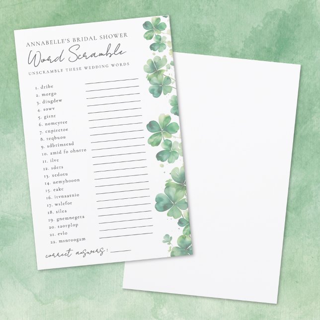 Wedding Word Scramble Shamrock Bridal Shower (Wedding Word Scramble Shamrock Bridal Shower)
