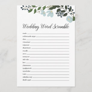 Wedding Word Scramble With Greenery Programme