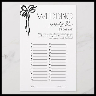 Wedding Words From A-Z Black Bow Shower Game