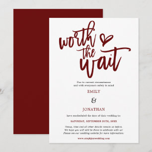 Wedding Worth the Wait Script Burgundy Save The Date