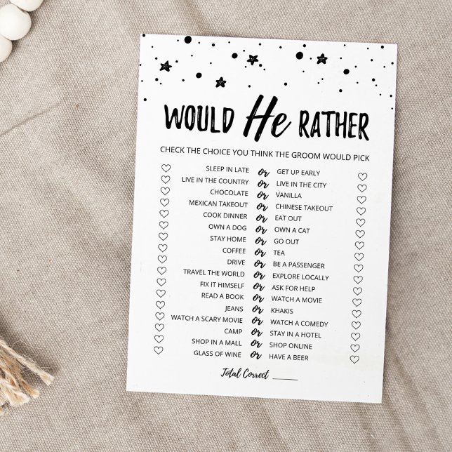 Wedding Would He Rather editable game Card (Creator Uploaded)