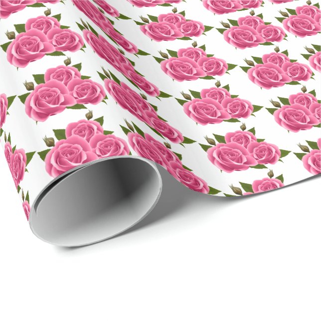 Wedding Wrapping Paper-Pink Roses Wrapping Paper (Roll Corner)