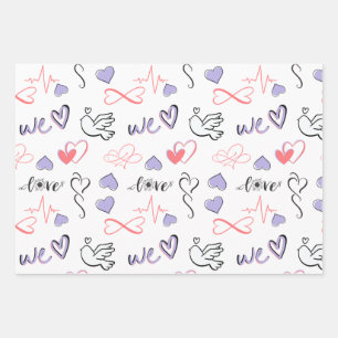 Wedding wrapping paper set for gifts and shower.