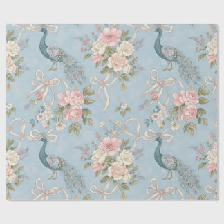 Wedding Wrapping Paper With Florals And Peacocks