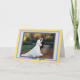 Wedding Yellow Blue Photo Thank You Cards