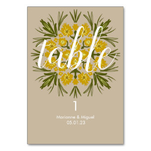 Wedding Yellow Floral Medallion Seating   Table Number