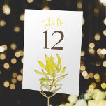 Wedding yellow leucadendron watercolor floral table number<br><div class="desc">Yellow leucadendron conebush botanical watercolor flower wedding table number card. Change your numbers one at a time and add each one to your cart. Yellow leucadendron hand painted watercolor art by Sarah Trett direct and exclusively for www.mylittleedenweddings.com on Zazzle.</div>
