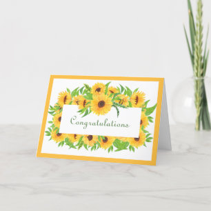 Wedding Yellow Sunflowers Congratulations Card