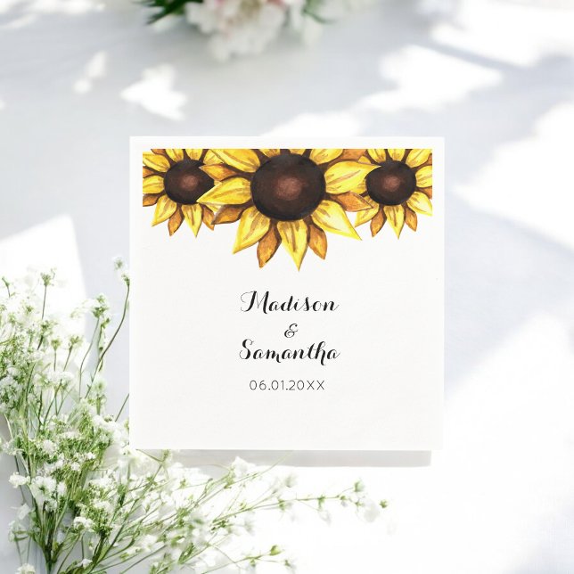 Wedding Yellow Sunflowers White Floral Napkin (Creator Uploaded)