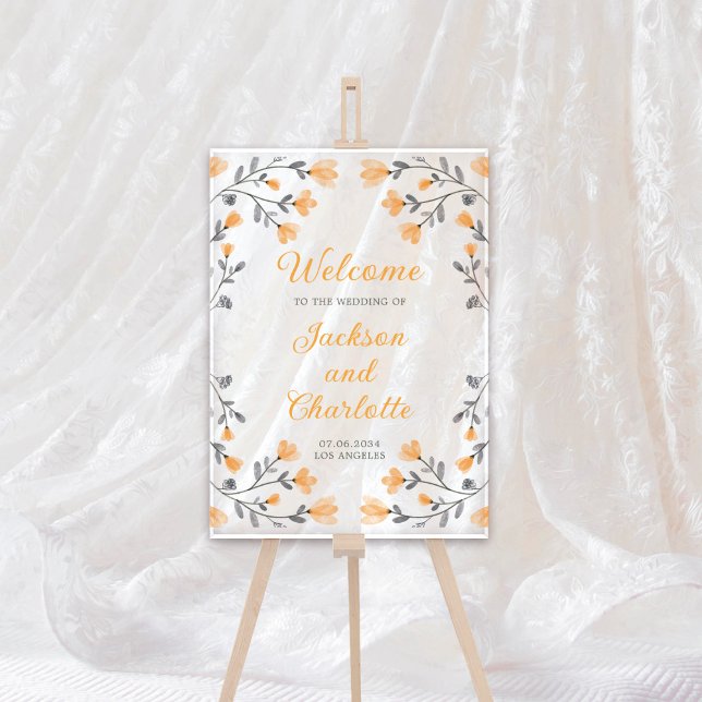 Wedding Yellow Wildflowers Transparent Welcome Acrylic Sign (Wedding Yellow Wildflowers Transparent Welcome Acrylic Sign
)