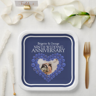 weddings Anniversary photo heart Paper Plate