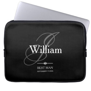 Weddings Best Man Gift Personalised Modern Cool Laptop Sleeve