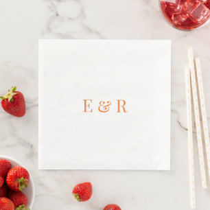 Weddings napkins Peach Theme with Intials