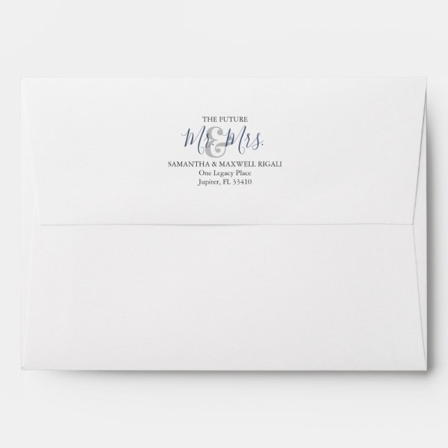 Weddings Return Address Envelopes Navy Blue (Back (Top Flap))