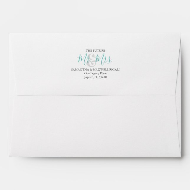 Weddings Return Address Envelopes Sea Glass Blue (Back (Top Flap))