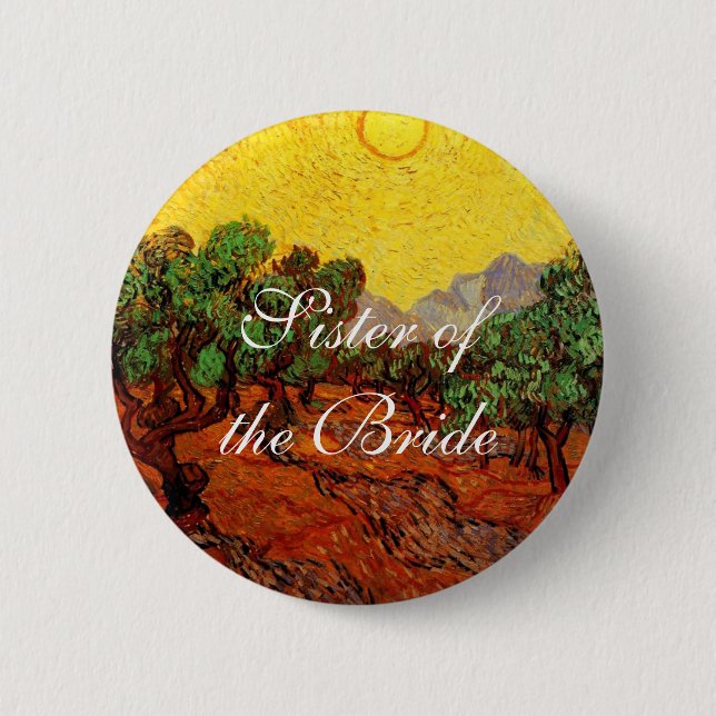 weddings. Vincent van Gogh Olive Trees 6 Cm Round Badge (Front)