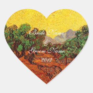 Weddings,Vincent van Gogh Olive Trees Heart Sticker