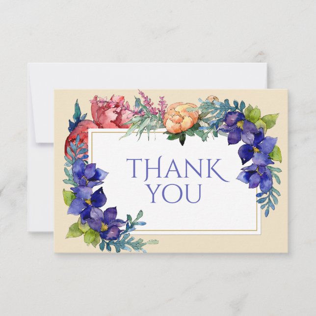 WeddingThank You Cards Happiness Watercolor Floral (Front)