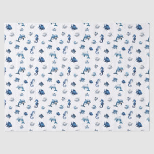 Wedgewood Blue Ocean Creatures! Tissue Paper