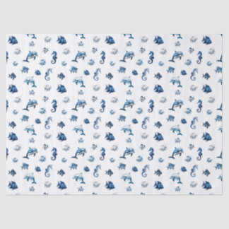 Wedgewood Blue Ocean Creatures! Tissue Paper