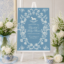 Wedgewood Blue Rocking Horse Baby Shower Welcome