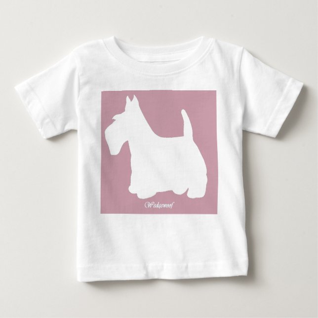 Wedgewoof Scottish Terrier Pink Baby T-Shirt (Front)
