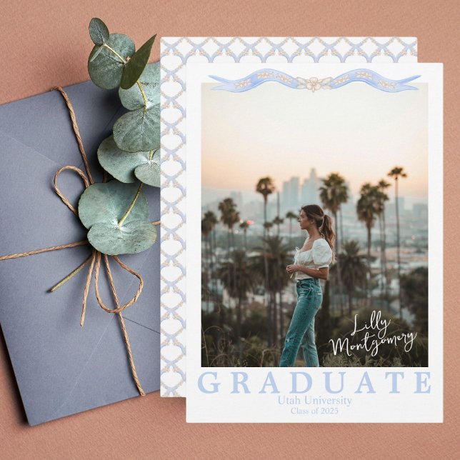 Wedgwood Aesthetic Photo Graduation Announcement (Creator Uploaded)