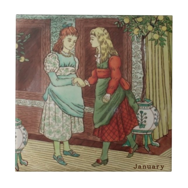 Wedgwood January Calendar Months Full Colour Repro Tile (Front)