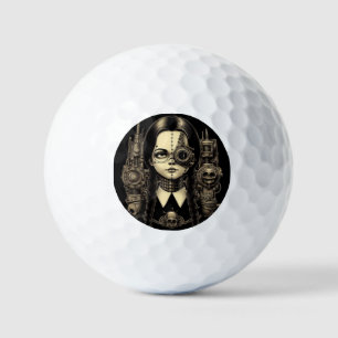 Wednesday Addams Spooky Gothic Novelty Gift Golf Balls