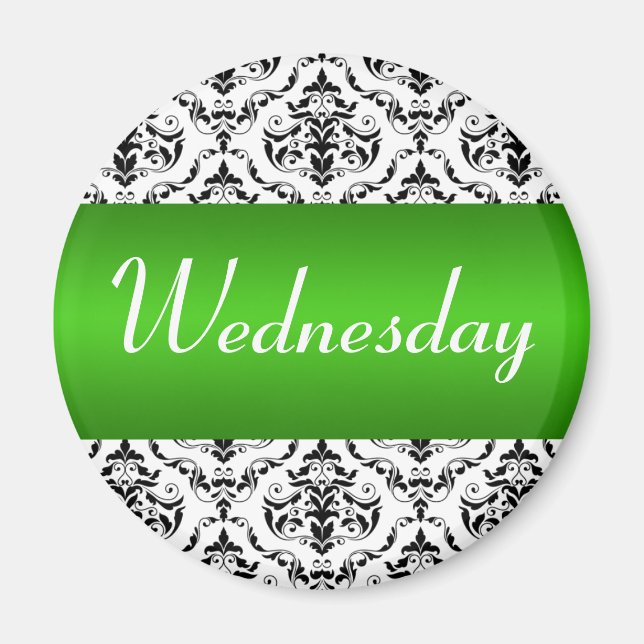 Wednesday Green - Damask Magnet (Front)