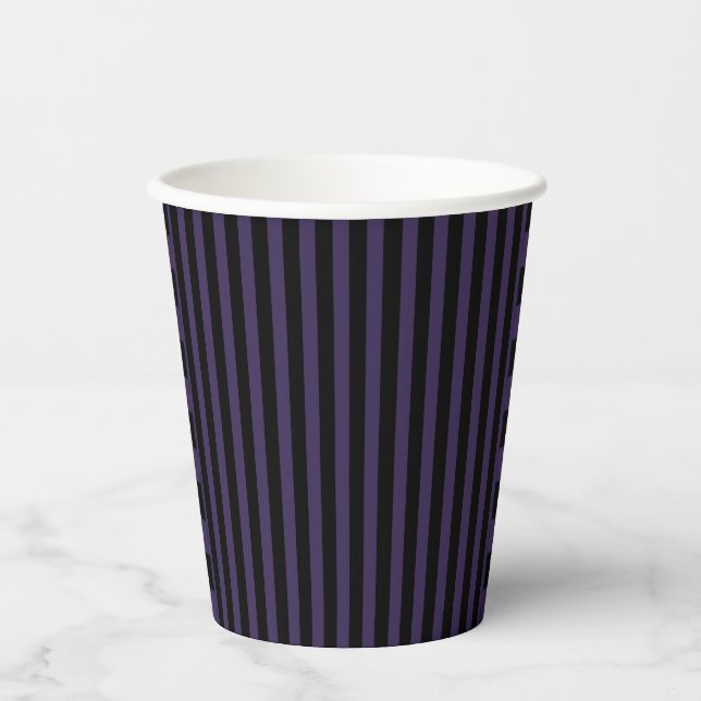 Wednesday purple and black stripe  paper cups (Front)