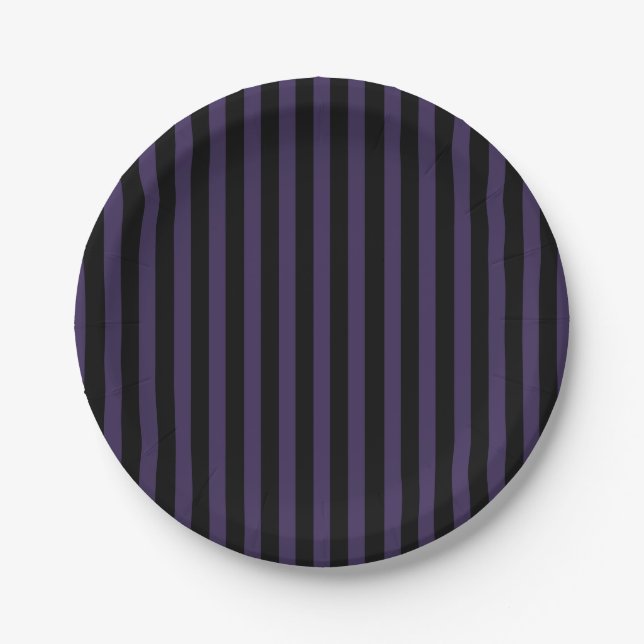 Wednesday Purple and black stripe  Paper Plate (Front)