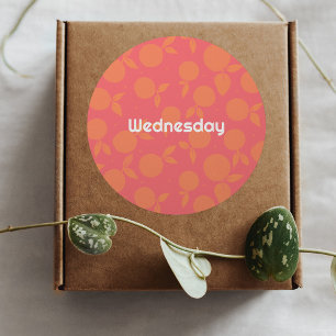 Wednesday tangerine pattern classic round sticker