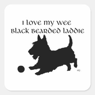 Wee Black Bearded Laddie Scottish Terrier Square Sticker