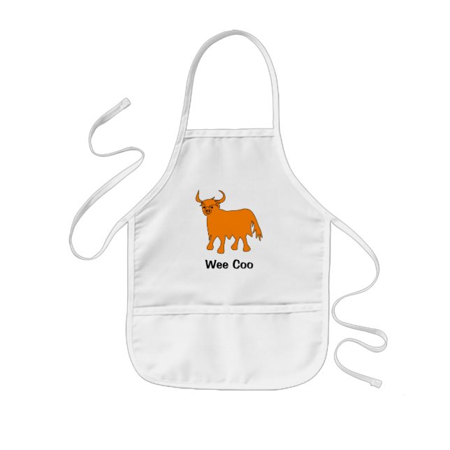 "Wee Coo" Scottish Highland Cow kids apron (Front)
