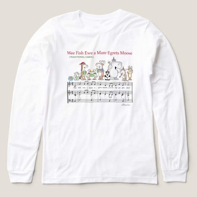 WEE FISH EWE A MARE EGRETS MOOSE Sandra Boynton T- Tri-Blend Shirt (Design Front)