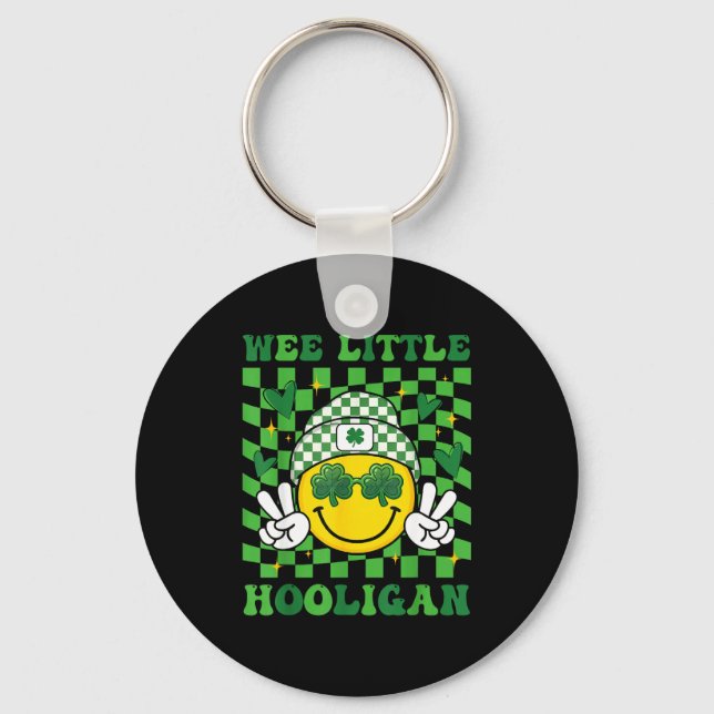 Wee little hooligan cute clovers smile face key ring (Front)