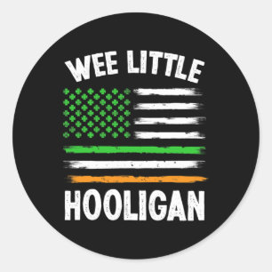 Wee Little Hooligan Fun St Patrick's Day Shamrock  Classic Round Sticker