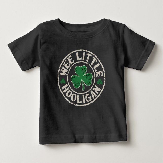 Wee Little Hooligan Shamrock St Patrick's Day Baby T-Shirt (Front)