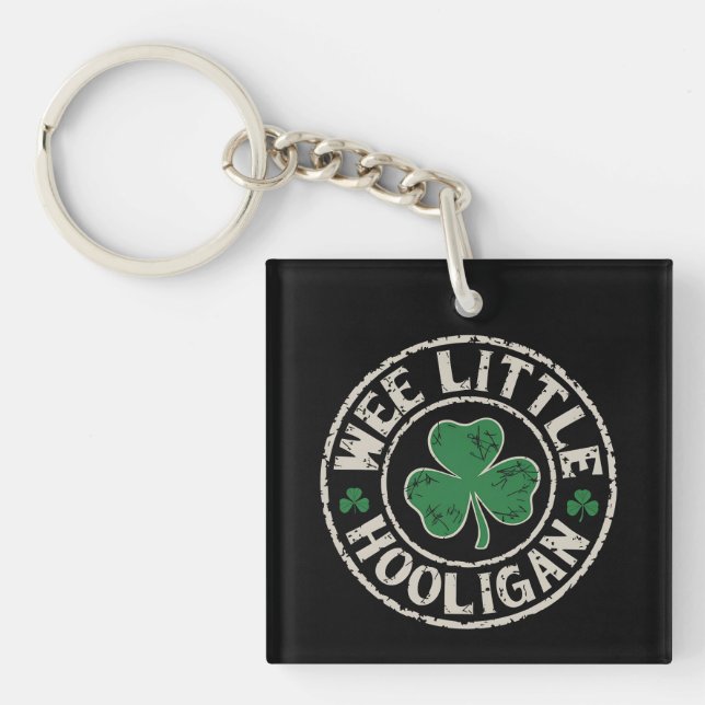 Wee Little Hooligan Shamrock St Patrick's Day Key Ring (Front)