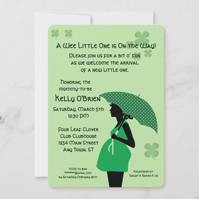 Wee Little One Baby Shower Invitation Template (Front)