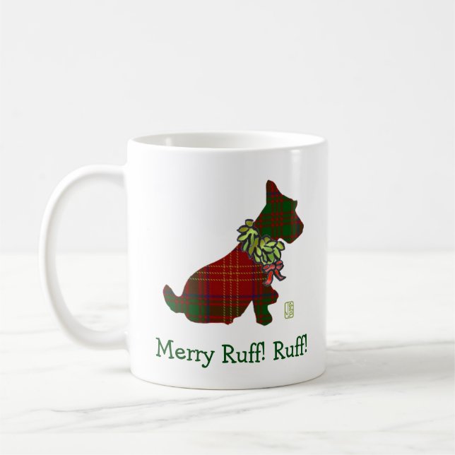Wee Scottie Dog Merry Ruff! Ruff! 11oz Mug (Left)