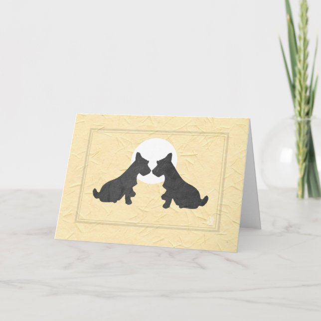 Wee Scottie Puppy Love Valentine’s Day on Yellow Card (Front)