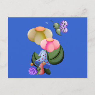 Wee View Snail & Butterfly Postcard