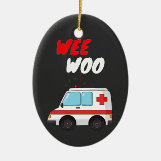 Wee Woo Ambulance AMR Funny EMS EMT Paramedic Gift Ceramic Tree Decoration